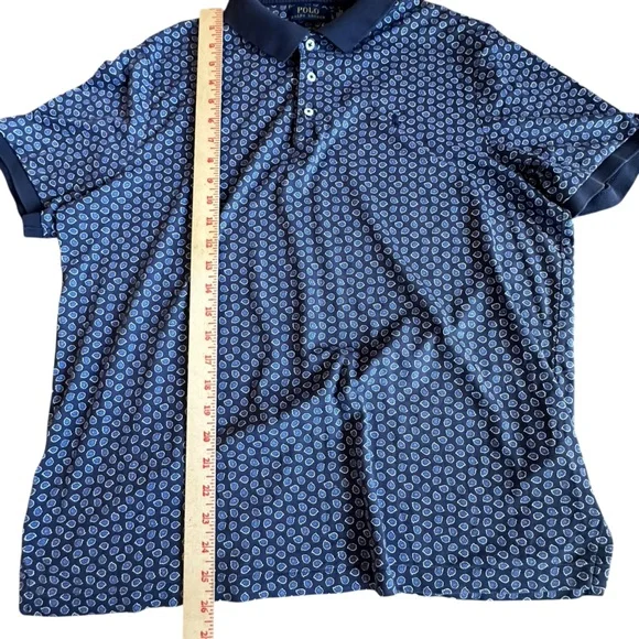 Polo Ralph Lauren Polo Men's Large Blue & White Print Classic Fit Short Sleeve - Picture 4 of 12